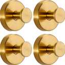 Suction Cup Hooks for Shower No-Drill Bathroom Hooks for Towels, Robes, Loofah Mountable on Bathroom Walls, Kitchen, Glass, Mirrors, Tile and Smooth,Non-Porous Surfaces (4, Brushed Gold)