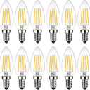 ANWIO B11 LED Filament Bulb E12 Candelabra Base 4.5W(60W Equivalent), Dimmable 2700K Warm White Chandelier Decorative Candle Light Bulb, B11 Chandelier Light Bulbs (12-Pack)