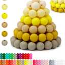 3 x 160PCS FIVEIZERO Silicone Beads for Keychain Making, Yellow Mixed 6 Colors Round Silicone Beads Bulk for Pens, Rubber Bead for Bracelets and DIY Crafts (12mm)