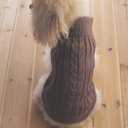 Tangpan Turtleneck Classic Straw-Rope Pro Pet Dog Sweater Apparel (Brown,L) (Large (Pack of 1))