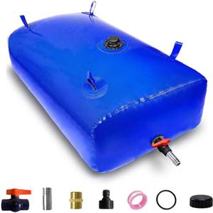 GHOSOONE 400 L/100 Gal Water Bladder Tank, Foldable Portable Water Storage Container, Emergency Water Bag for RV, Truck Bed, Fire Prevention, Drought Resistance, Blue