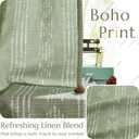 jinchan Boho Curtains Linen Blend Curtains for Living Room Farmhouse Sage Green Drapes 108 Inches Long for Bedroom Semi Sheer Drapes Geometric Striped Printed 2 Panels Set
