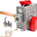 110-326 Gas Water Heater Control Valve w/Copper Probe Thermostat - Metal - Built for Durability & Precision