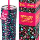 Dragon Glassware Barbie 24 oz Insulated Stainless Steel Tumbler with Lid and 2 Straws - Festive Holiday Travel Coffee Tumbler Cup to Keep Drinks Hot or Cold, Fits Cup Holders - Christmas Theme