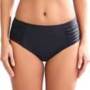 COCOPEAR Full Coverage Bikini Bottoms for Women Mid Rise Bathing Suit Bottoms for Women Ruched Tummy Control Swim Bottoms (Small, Black)