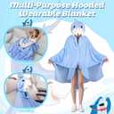 Wearable Hooded Blanket, Soft Hooded Cloak Hoodie Blanket for Women, Adults, Hoodie Blankets Gifts for Mother's Day (Blue)