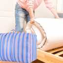 Nylon Woven Bag, Large Moving Bags with Zipper & Handles, Quilt Clothes Storage Bags Totes Bins, Snake Skin Bag Packing Moving Boxes for College Supplies (Blue/White - 1 Pack)