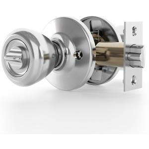 Door Locks for Front Door - 2 Pack Doorknobs for Exterior Door Satin Nickel Standard Door Knobs with Lock Entrance Door Locks with Keys