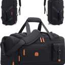 Gym Bag for Men and Women with Shoe & Laptop Compartment, 3-in-1 Sports Travel Duffel Bag Anti-Theft Weekender Carry-On Backpack for Airplane & Workout, Overnight Travel Bag,35L (Black, Medium)