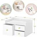 Bamboo Desk Organizer with Drawers Wooden Desktop Storage Drawers for Bills Office Supplies Kitchen Utensils Organizing Tool for Home Classroom Organization No Assembly (White, 3 Drawer)