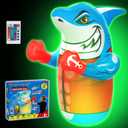 Shark LED Inflatable Punching Bag for Kids, 47'' Shark Toys for Kids, Uniquely-Designed Durable Indoor & Outdoor Toys Birthday for 3-8 Years Old Boys