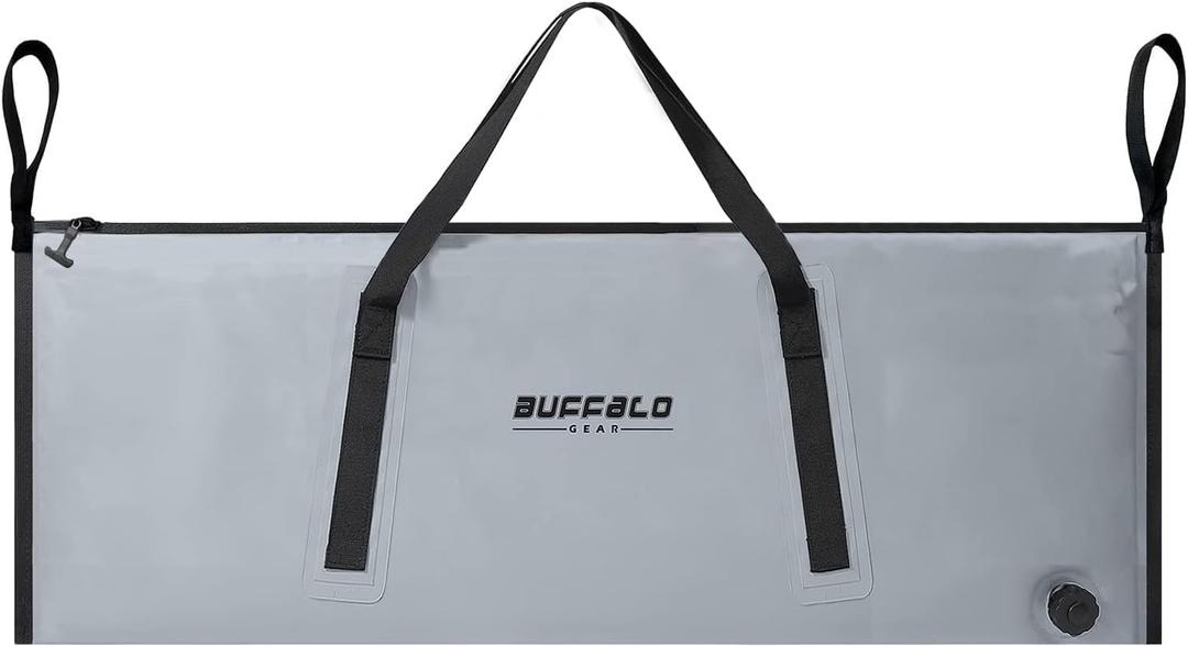 Buffalo Gear Insulated Fish Cooler Bag 40x18in 48x18in Leakproof Kill Bag Portable Waterproof Keep Ice Cold More Than 24 Hours (Grey-48in)