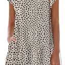 nclook Womens Summer Casual Dresses Sweet Cute V Neck Mini Dress with Pockets Ruffle Short Sleeve, XL