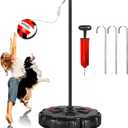 Portable Tetherball Set with Tetherball Ball, Rope and Pole, Tether Ball and Rope with Heavy Duty Poles and Sturdy Base for Kids and Adults Outdoor Backyard Lawn Beach Game