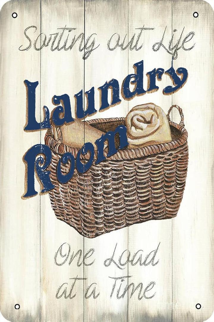 Laundry Room One Load At A Time Vintage Metal Tin Sign Laundry Room Bathroom Living Room Kitchen Home Art Wall Decor Plaque 8X12Inch