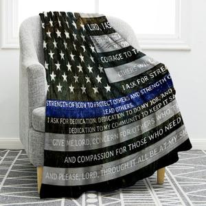 Jekeno Police Officers Prayer Blanket Gifts for Men Kids Boys Home Bedroom Living Room Decor Soft Cozy Lightweight Plush Throw Blankets 50"x60" (Color637)