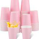 NatNarr 100 Pack Pink Paper Cup, 9oz Pink Party Cups Drinking Cups Disposable Gender Reveal Paper Cup, Drinking Cup for Mother's Day Baby & Bridal Shower Wedding Birthday Tea Party Supplies