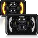 2PCS 120w 4x6 Inch LED Headlights with DRL Turn Singal Hi/Lo Sealed Beam Rectengular Approved Replacement H4651 H4652 H4656 Compatible with Trucks Peterbilt Kenworth FORD GMC DODGE TOYOTA BUICK