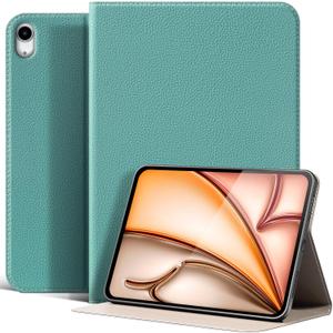 Leather Case for iPad Air6 11 in M2 2024 Air5/ Air4 10.9 in,Leather Protective Shockproof Smart Cover Adjustable Stand - Auto Wake/Sleep and Multiple View Angles,Light Blue