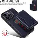 2 x for iPhone 14 Pro Case Leather, 2 in 1 Detachable,Compatible with MagSafe,with Card Holder, PU Leather Kickstand Card Slots Case 6.1" Blue