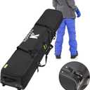 Rolling Ski Bag with Wheels for Air Travel,Padded Double Ski Bag to Hold 2 Pairs of Skis up to 175 or 190 cm.