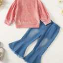 Mioglrie Toddler Baby Girl Clothes 2T 3T 4T 12 18 24 Months Toddler Fall Winter Girls Outfit Jeans Pants Clothing Set (Pink)