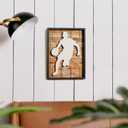 NIKKY HOME Basketball Decor Framed Wall Art Wooden Basketball Player Poster Hanging Vintage Rustic Retro Funny Sport Room Decor Accessories Unique Birthday Gifts for Teen Boys Fan Men Kids, 12" x 16"
