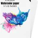 Watercolor Paper 9x12 inches 80 Sheets,Heavyweight Artist Paper 140lb/300GSM Cold Press Natural Cotton Paper for Students Artists Watercolor Drawing