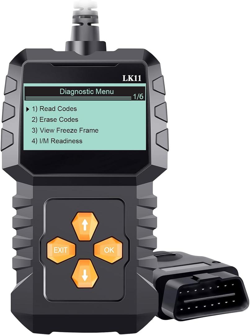OBD2 Scanner Ease Setup Plug-Play: Clear Reset Engine Error Code Professional Code Reader Diagnostic Scan Tools with Freeze Frame/I/M Readiness for Cars Since 1996 & Newer - LK11