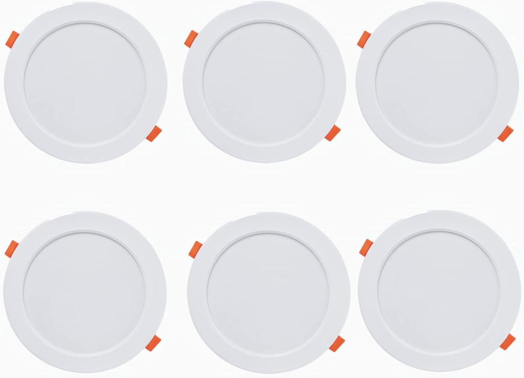 DC 12V LED Recessed Ceiling Light Cool White 720 Lumen Super Slim LED Panel Light 7" 8W Aluminum Downlights Cutout Diameter 5.4Inch for RV Boat Trailer (6 Pack)