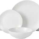 Gibson Home Bethel 18 Piece Plates and Bowls Ceramic Stoneware Organic Shape Dinnerware Set (Service for 6) - Matte White