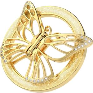 Magnetic Phone Grip for MagSafe, Butterfly Phone Grip Holder Finger Kickstand for iPhone 16/15/14/13/12 Series, Adapter Ring for MagSafe Included (Bling Gold)