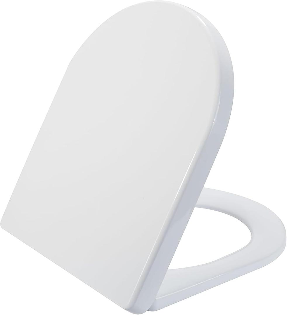 Soft Close Quick Release Toilet Seat Elongated- Heavy Duty Adjustable Stainless Hinges, D/U Shape Toilet Seats Cover for Easy Cleaning & Simple Top Fixing - White Toilet Lid