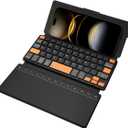 Doohoeek Travel Keyboard with Touchpad, Universal Compact Keyboard with Large Trackpad & Any-Angle Stand for Android/iOS/Windows, Dual-Device Bluetooth Keypad for Phones/Galaxy Z Fold/iPad mini