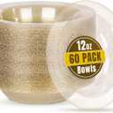 bUCLA 60 Pack Disposable Plastic Bowls 12oz - Clear Gold Glitter Plastic Salad/Dessert/Soup Bowls - Perfect for Party, Wedding & Thanksgiving