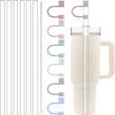 Clear Replacement Straw with Covers Compatible with Stanley 40 oz 30 oz Cup Tumbler, Reusable Straw with Cleaning Brush, Plastic - 13 PCS