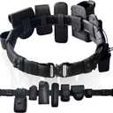8 in 1 Police Utility Belt with 4 Pcs Belt Keepers Nylon Tactical Security Guard Duty Belt Versatile Military Modular Equipment System Molded Duty Belts Set for Law Enforcement,Black