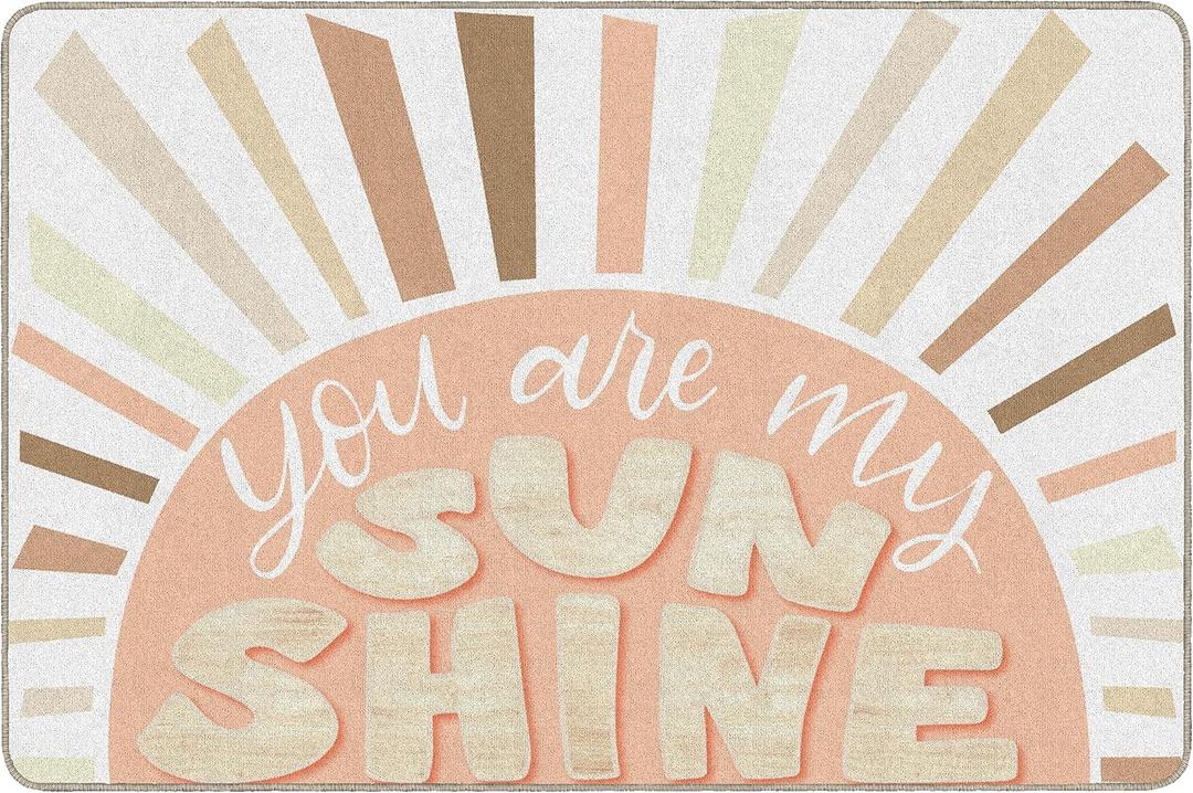 Flagship Carpets Schoolgirl Style Simply Stylish Boho Rainbow My Sunshine Classroom Area Rug for Indoor Classroom Learning or Kid Bedroom Educational Play Mat, 5'x7'6", Multicolor