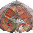 Tiffany Lamp Shade Replacement Only 12X6 Inch Stained Glass Style Lampshade with Cap fit for Table lamp Pendant Light Ceiling Fixture (Red)