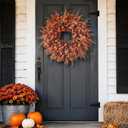 26" Artificial Fall Eucalyptus & Fern Wreath for Front Door Decor(Orange)