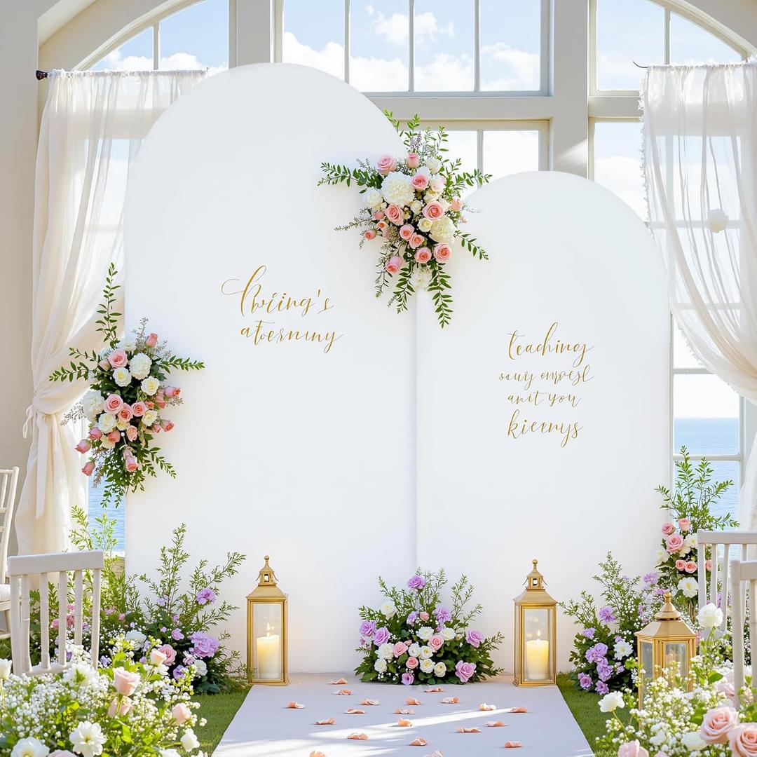 White Arch Backdrop Cover Set of 2 Wedding Arch Covers Stretchy Backdrop Decorations Baby Shower Bridal Shower Photo Birthday Party White Arch Stand Cover 7.2 and 6ft Spandex