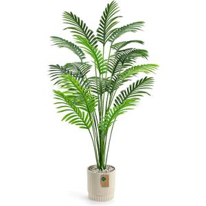 Der Rose 44'' Artificial Palm Tree Large Fake Tropical Faux Plants Indoor and Outdoor Tall for Home Bathroom Porch Outside Patio Decor (Light Beige Pot)