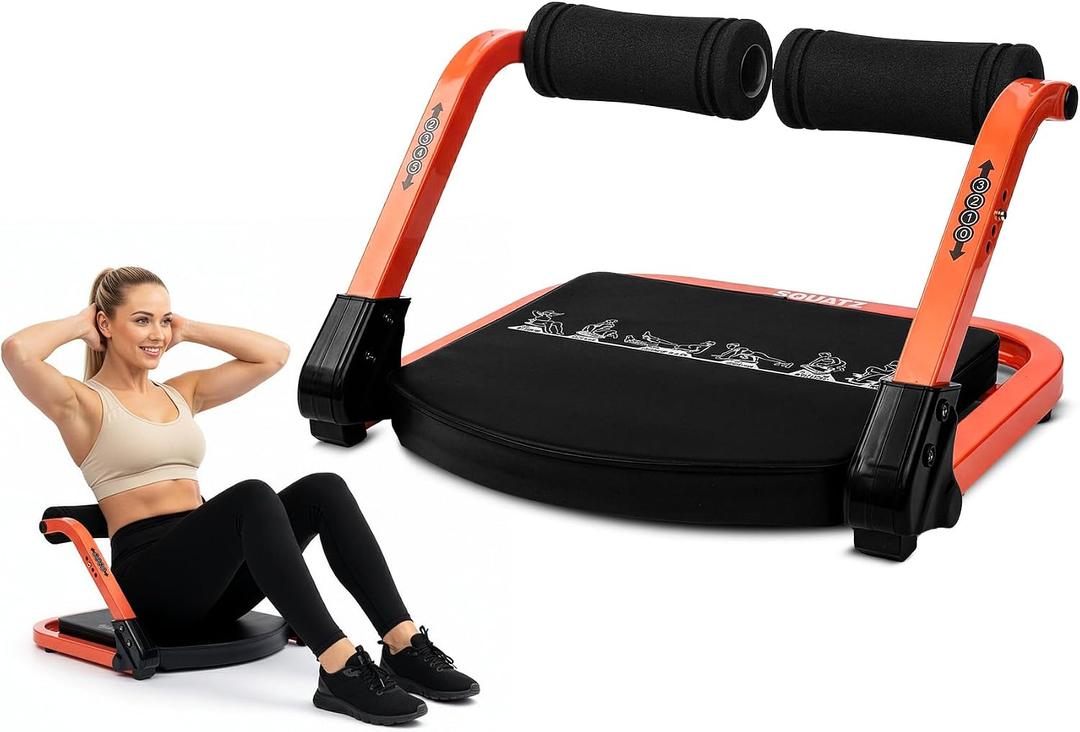 Squatz Ab Machine for Stomach Workout Core & Sit-Up Exercise Equipment with 3 Resistance Levels for Home Gym, Adjustable Ab Trainer for Full-Body Workout with Automatic Rebound, 350 lbs Capacity