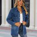 luvamia Jean Jackets for Women 2026 Fall Fashion Oversized Button Down Denim Jacket Western Shacket Jacket with Pockets, Large
