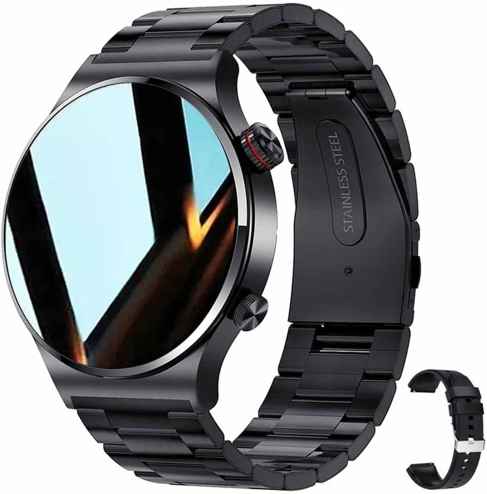 FILIEKEU Bluetooth Calls Smart Watch Men Women Heart Rate Sleep Monitor Steps IP67 Waterproof Sport Fitness Tracker 1.3''Touch Screen Fasion Black Stainless Steel Smart Watches for Android iOS