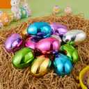 JOYIN 3.15" Metallic Easter Eggs, Shinny Plastic Eggs Colorful Bulks for Easter Hunt, Filling Treats, Easter Basket Stuffers, Classroom Prize Supplies, 72 PCS