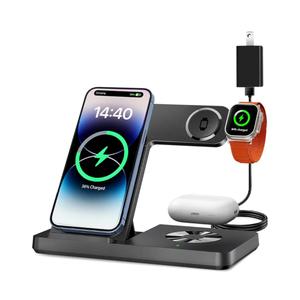 3 in 1 Charging Station for Multi Devices, Wireless Charger for iPhone 8-16 Series & Apple Watch, Wireless Charging Station for AirPods Pro/4/3/2