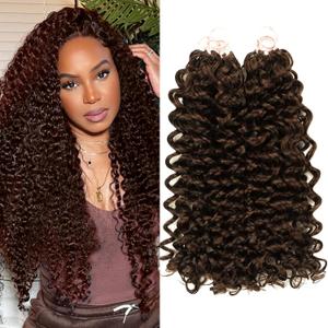 Crochet Human Hair Dark Brown Deep Wavy Curly Human Hair Crochet Extensions 120g Invisible Micro Loop Kontless Human Crochet Hair for Black Women 4# 18Inch 100 Strands(18Inch Brown)