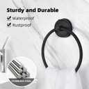 YOHOM Suction Cup Towel Ring Matte Black Hand Towel Holder for Bathroom Stainless Steel Vacuum Suction Washcloth Holder Dish Towel Hanger for Shower Wall No Drill
