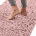 GORILLA GRIP Chenille Bath Rug, Rubber Backing Quick Dry Washable Microfiber Mats, Dusty Rose